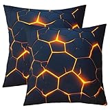 Homewish Dunkelblau Golden Waben Kissenbezug 45x45cm Geometrisches Sechseck Kissenhüllen Set Von 2 für Kinder Jungen Geometrie Bienenstockmuster Kissenbezüge Videospiel Motiv Sofa Dekokissenbezüge