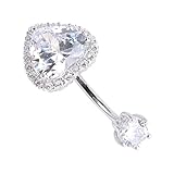 VALICLUD 925er Bauchnabelpiercing Mit Zirkonia Herzdesign Modischer Nabelring Für Körperpiercings 8mm Eleganter Piercingschmuck Für Frauen