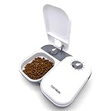 Cat Mate C200 Automatischer 2-Mahlzeiten-Futterautomat mit Timer-Steuerung (401) – Für Katzen und Kleine Hunde, Inklusive Kühlakku für Nass- und Trockenfutter, Mahlzeiten bis zu 400 g Pro Stück, Weiß