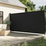 Homgoday Seitenmarkise Ausziehbar Markise, Seitenwandmarkise, Seitenrollo Blickdicht, Sichtschutz, Markise für Balkon, Terrasse und Garten Schwarz 200x500 cm