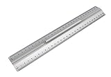 WEDO 525235 Lineal aus Aluminium 30 cm mit Griff für Rechts- und Linkshänder mit rutschsicherer Gummieinlage, Silber