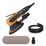 MAXXT 350W bürstenlose Exzenterschleifer mit 2,5 mm, Elektrische Schleifmaschine 150mm 4000-10000 U/min - (6 einstellbare Geschwindigkeiten) Automatische Bremse - 2s, Dreikernanschluss und 10 Schleifp
