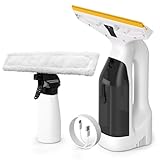 Fenstersauger, Akku Fenstersauge mit 28 cm Saugdüse,Fensterreiniger Elektrisch 45 min Akkulaufzeit, 75 m² pro Ladung, 300 ml Sprühflasche für Fenster, Fliesen, Spiegel und Duschschwände