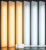 Unterbauleuchte Küche LED Akku mit Bewegungsmelder, Schrankbeleuchtung Bewegungssensor mit Batterie, Kabellos Fernbedienung LED Küchenunterbauleuchte, Schranklicht für Küche Lampe, Vitrine (6pcs)