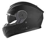 Motorradhelm Klapphelm Integralhelm Fullface Helm - Yema YM-926 Rollerhelm Sturzhelm mit Doppelvisier Sonnenblende ECE für Damen Herren Erwachsene-Schwarz Matt-XL