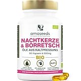 Nachtkerze & Borretschöl BIO | Kaltgepresst | 14,5% Gamma-Linolensäure | 90 pflanzliche Kapseln, vegan | Spitzenqualität