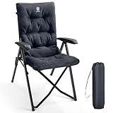 EVER ADVANCED Campingstuhl Faltbar Rückenverstellbar in 4 Positionen 150 KG Belastbarkeit Klappstuhl Luxus 6cm Dicke Gepolstert Gartenstuhl Hohe Lehne Angelstuhl für Camp Garten Balkon Alu+Stahl
