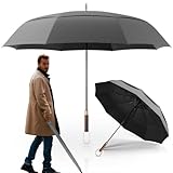 LOGAN & BARNES Stockschirm sturmfest [Ø120 cm] mit hochwertigem Echtholzgriff - XXL Regenschirm für 2 Personen - Regenschirm Groß - Modell CHICAGO
