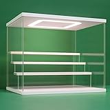 Nonemey Acryl Vitrine Schaukasten mit led 2/3/4/5/6 Stufen Display Case Box für Modellautos Figuren Collectibles (Weiß 4 Stufen 31.5x24.5x26.5cm)