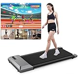 DeerRun Raceable Walking Pad, Laufband für Zuhause MAX 136kg, APP Steuerung Laufband Schreibtisch mit KI-Begleitung, Multiplayer-Rennfunktion Laufbänder