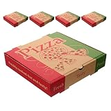 BESTYASH 5 Stück Teiliges Pizzabox aus Faltbarem Karton Atmungsaktive Pizzaverpackung für Gastronomie Schnelle Stapelbarkeit Optimaler Schutz für Takeaway und Catering