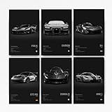 Dujoi Super Auto-Poster, Rennwagen-Wandkunst für Heimdekoration, Auto-Drucke für Wände, FXXK CHIRON P1 911GT3 RS ZONDA R ONE: 1 Kartonposter, 6 Stück (ungerahmt 20,3 x 30,5 cm)