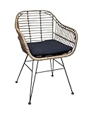 WOLF MÖBEL WOOD YOU LIKE Rattan Sessel TORA mit Kissen Esszimmer Küche Stuhl Relax Rattansessel Esszimmerstuhl (Braun)