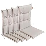 LILENO HOME Gartenstuhl Auflagen [4er Set - Hochlehner] in Beige - Bequeme Liegen als Sitzauflagen für Gartenmöbel - Stuhlkissen für Gartenstühle und Klappstühle BAR