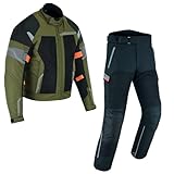 BOSmoto Motorrad Textil-Kombi,Motorrad Jacke und Hose wasserdicht für Biker,Motorrad Sommer Textil Kombi,Biker Motorradkombi Textil,Motorradkombi (GREEN, XL)