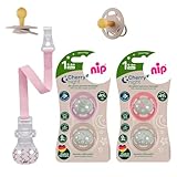 NIP Cherry Rundsauger Schnuller NIGHT 0-6 Monate, Leuchtschnuller, ab Geburt 0+ Monate, leuchtet im Dunkeln + NIP Schnullerband