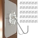 Menz Haken selbstklebend, 30 Stück Transparent Klebehaken extra stark (10 kg), Wasserdicht und wetterfest Wandhaken selbstklebend, Mehrzweck Klebe Haken für Küche, Bad, Deko