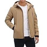 Generisch Winterjacke Herren Fleece Gefütterte Thermojacke mit Tasche Kapuzenjacke Leicht Wasserdicht Windbreaker Einfarbiges Bequem Freizeitjacke Modische Business Outdoorjacke