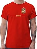 T-Shirt Herren - Fußball EM WM - Spanisches Trikot Wappen | España mit Stolz | Spanien Fan-Motiv - L - Rot - 2024 Fussball Fanartikel zur spanische Nationalmannschaft Shirt 24 national Tshirt