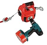Berger & Schröter Seilwinde 31717 225kg Zugkraft Antrieb über Akkuschrauber, Bohrwinde mit 12 m langem Stahldrahtseil & Fixierhaken