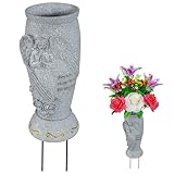 SIFOEL Friedhofsvase, Grabvase mit Erdspießen, Engelsvasen für künstliche Blumen, Grabblumenhalter für Friedhofsgrabstein (1Stück, Engel)