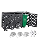 VEVOR Mülltonnenbox, 3 x 240L Mülltonnenhaus, Mülltonnenverkleidung, Mülltonnenverkleidung, abschließbarer Mülltonnen-Aufbewahrungsschuppen, für Mülltonne, Garten, Hinterhof und Terrasse