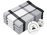 ZOLLNER 4er Set Geschirrtücher Baumwolle in 50x70 cm - saugstarke und robuste Küchentücher - waschbar bis 60°C – in schwarz kariert - Gastronomiequalität - Oeko Tex® zertifiziert