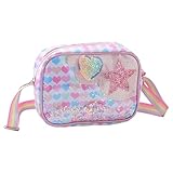 Eclove Umhängetasche Mädchen Bling Handtasche Glitze Regenbogen Crossbody Schulter Süße Mädchen Kleine Handytasche mit Sterne und Herzen Verstellbare Schultergurt Geldbörse für Kinder (Rosa)