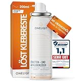 ONELIQIT® Etikettenentferner, Etikettenlöser, Klebereste Entferner mit Orangenöl 200ml für das einfache Entfernen von Etiketten, Aufklebern, Vignetten & Klebstoffen