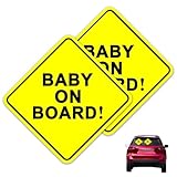 Baby on Bord Auto Warnschilde, 2 Stück Magnetschild Magnetfolie, Aufkleber Auto Aufkleber, Sicherheitsschilder, Selbstklebend Wasserdicht, Langlebig (12,7 x 12,7 cm)