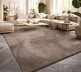 TT Home Wohnzimmer Teppich Kurzflor Anti-Rutsch Rückseite Unifarben Modern Waschbar, Farbe:Taupe, Größe:200 cm Quadrat
