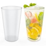 AOLUXLM 50 Stück Partybecher Set, Trinkbecher Bruchsichere Mehrwegbecher für Getränkepartys, Geburtstag, Hochzeit - 480 ml / 16 OZ ( Voll Gefüllt) Mattierte Plastikbecher