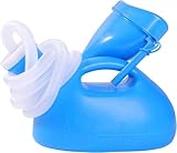 FAMJOALE 2000ML tragbare Urinale für Männer, Herren Urinalflasche Spill Proof für Senioren, männliche 63 'große dicke Urin Flaschen mit langem Rohr und Deckel (blau)