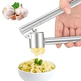 Knoblauchpresse Edelstahl, Apritsce Garlic Press, Knoblauch Presse, Knoblauchpresse Spülmaschinenfest Praktischer Küchenhelfer, Extra Robust und Stabil