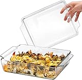Rechteckige Auflaufform mit Deckel, 2L Lasagneformen 24x20x6cm, Glasauflauf für 2 Personen, Mikrowellengeeignet, Ofenfest