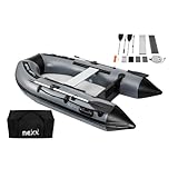 Professionelles Sportboot, Schlauchboot, Anglerboot NEXX 260cm mit Luftboden - mit 1 Sitzbank inkl. 2 Paddeln, hellgrau