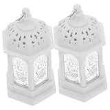ULTECHNOVO 2 Stück LED Laterne im Marokkanischen Stil Vintage Mini Kerzenlaterne für Ramadan Eid Hochzeiten und Veranstaltungen für und Außenbereich