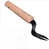 Mounteps Wooden Handle Carbon Steel Weed Pulling Tool Weed Puller Digger Fork Weeder
