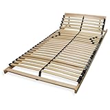 Sleepneo Lattenrost 90x200, Kopfteil verstellbar, Ergonomischer 7 Zonen Lattenrost, Buchenholz, 28 Latten, Lattenrahmen, Federholzrahmen, Selbstmontage, hohe Traglast bis 150Kg