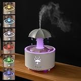 Duftöl Diffuser für Schlafzimmer, Autorotation Regenwolken Aroma Diffuser, 350mL Essential Oil Diffuser, Duftöldiffusoren Luftbefeuchter mit 7 Farben LED-Licht & Timing-Funktion