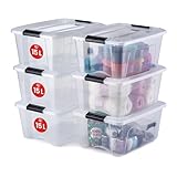 Iris Ohyama Aufbewahrungsboxen mit Deckel, 15L, 6er-Set, Transparent, Sicherer Verschluss, Stapelbar, Griffe, Schlafzimmer, Schrank, Büro, Organisation, BPA-freies Plastik, Ordnungsboxen, NTB-15