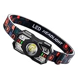Joberio Lauf-Stirnlampe, 5 Beleuchtungsmodi, verstellbare LED-Stirnlampe mit Bewegungsmelder, Camping-Zubehör, Stirnband, Lampe, wiederaufladbarer Scheinwerfer für Camping, Wandern, Radfahren