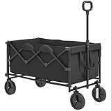 Outsunny Gartenwagen 100 kg belastbar klappbar Erweiterter Transportwagen mit herausnehmbare Plane Griff Rädern Bollerwagen Handwagen Gartenkarre 160 Liter Gerätewagen für Haus, Garten Schwarz