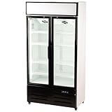 ROMUX® Glastürkühlschrank 600 Liter 2 Tür Belüftet mit Umluftsystem | Professioneller Getränkekühlschrank mit Glastür & LED | Flaschenkühlschrank