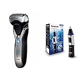 Panasonic Nass/Trocken-Rasierer ES-RT67 mit 3 Scherelementen, ausschiebbarem Langhaarschneider, 5-stufige Akkuanzeige & Nasen/Ohrhaarschneider ER-GN-30K mit Batteriebetrieb