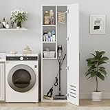 MSFE Putzschrank Besenschrank,Mehrzweckschrank Haushaltsschrank Praktische Schrank für Staubsauger Besen 160x40x30cm,Putzschrank Schmal 40 cm Breit,Staubsaugerschrank Holz mit Regale und Kleiderstange