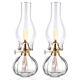 Glas Petroleumlampe für Innenräume,2 Stück Öllampen aus Glas,Vintage Petroliumöllampe,Klassisches Petroleum Lampen mit Verstellbarer Flamme,Retro Petroleumlampe,öl Lampe für Notfall Garten Haus (D)