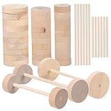 Parliky Unfertige Holzräder und Holzstäbe Bastelset mit Rädern und Holzstäben Leicht Bemalbar Langlebig für DIY Modellautos und Bastelprojekte