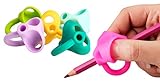 Piepmatz und Grünschnabel ergonomische Schreibhilfe für die richtige Stifthaltung - 6 Stück Stiftgriff für Bleistift und Buntstift - für Rechts und Linkshänder - plastikfrei verpackt