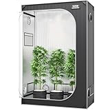 VEVOR Growbox 122 x 61 x 183 cm Gewächshaus aus 22 mm Stahl-Rahmen und 2000D Oxford-Gewebe Growtent 60 kg Tragfähigkeit Growschrank Geeignet für 150 W Wachstumslicht Indoor Zuchtzelt